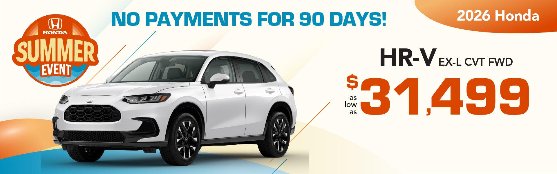 2026 HR-V - as low as $31,499 | no payments for 90 days