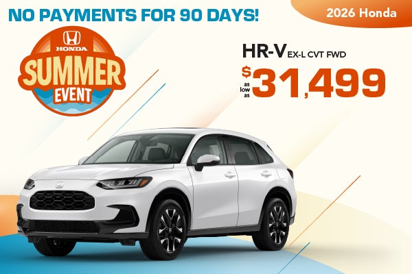2026 HR-V - as low as $31,499 | no payments for 90 days