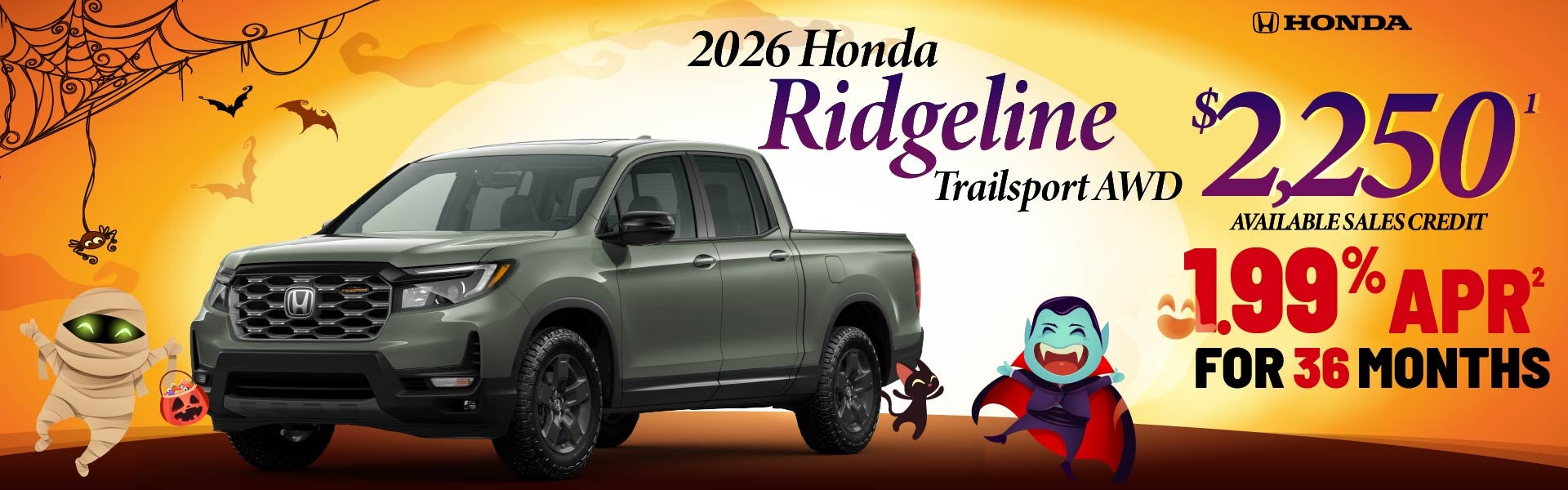 2026 Ridgeline - $2250 available sales credit | 1.99% APR fo