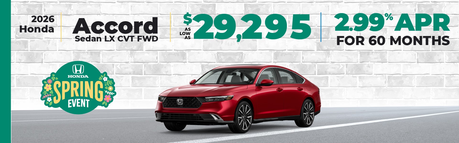 2026 Honda Accord - as low as $29,295 or 2.99% APR